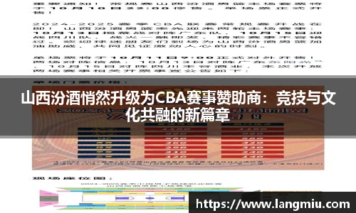 山西汾酒悄然升级为CBA赛事赞助商：竞技与文化共融的新篇章